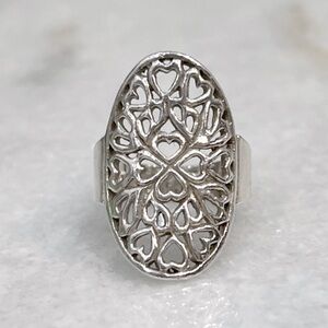 Sterling Silver Open Heart Statement Ring